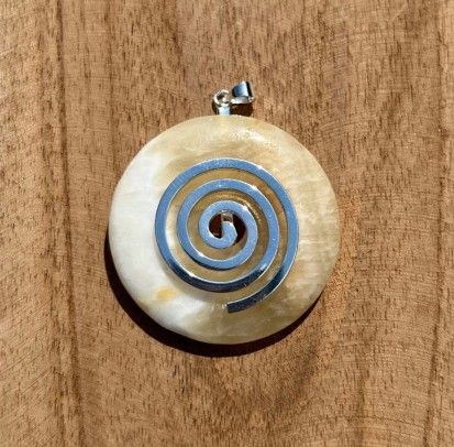 Calciet Geel Donut hanger - Spiraal / 4 cm