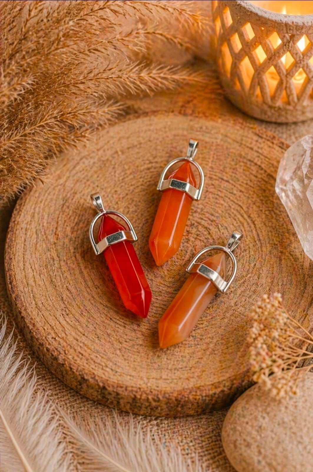 Carneool Dubbeleinder - Hanger / 4 cm