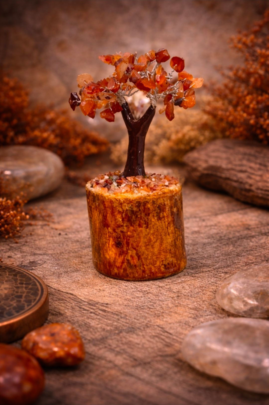 Carneool Edelsteen Boompje - 11 cm