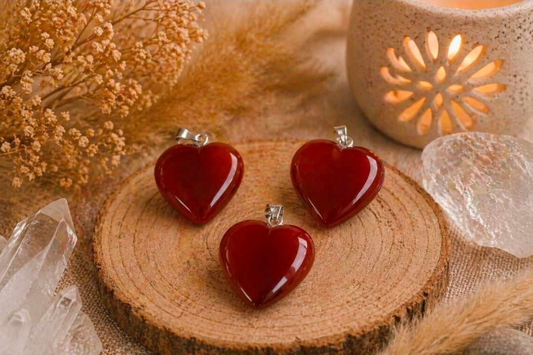 Carneool Edelsteen Hanger - Hartvorm / 2 cm