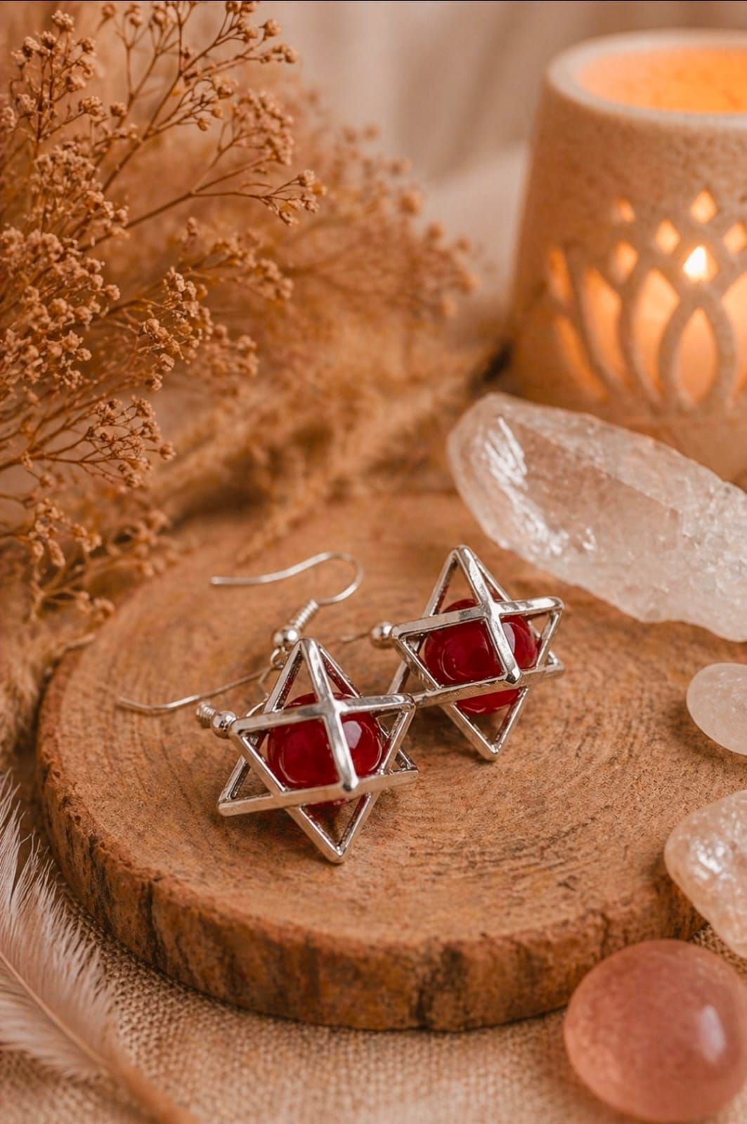 Carnelian earrings merkabah