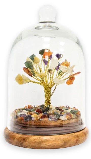 Chakra Edelsteen Boompje - Glazen Stolp