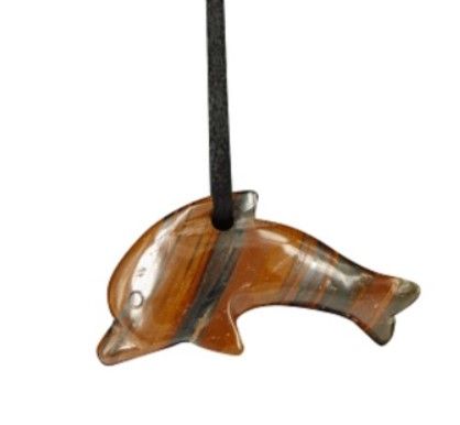 Dolfijn hanger aan waskoord - Tijgeroog