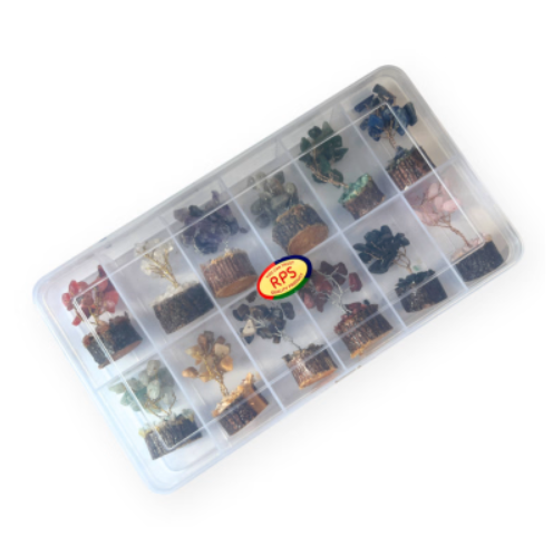 Edelsteen Boompje Giftbox - 12 stuks van 6 cm