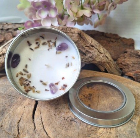 Edelsteen Lavendel Geurkaars - Healing / Met Amethist