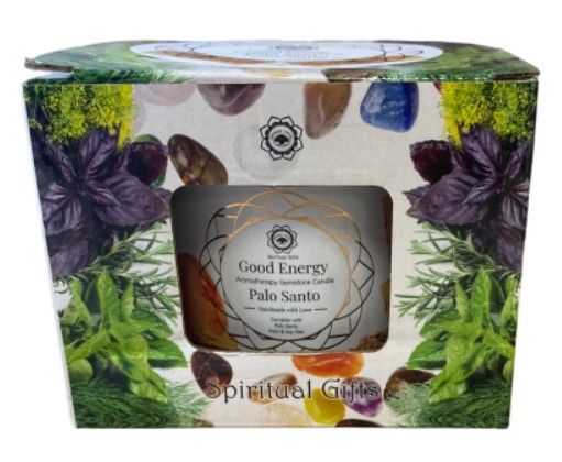 Edelsteen Palo Santo Geurkaars - Good Energy / Met Carneool