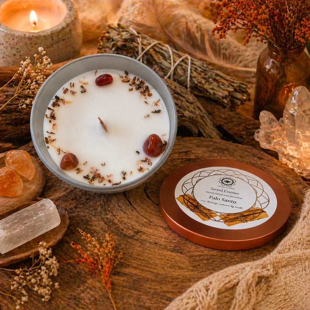 Edelsteen Palo Santo Geurkaars - Good Energy / Met Carneool
