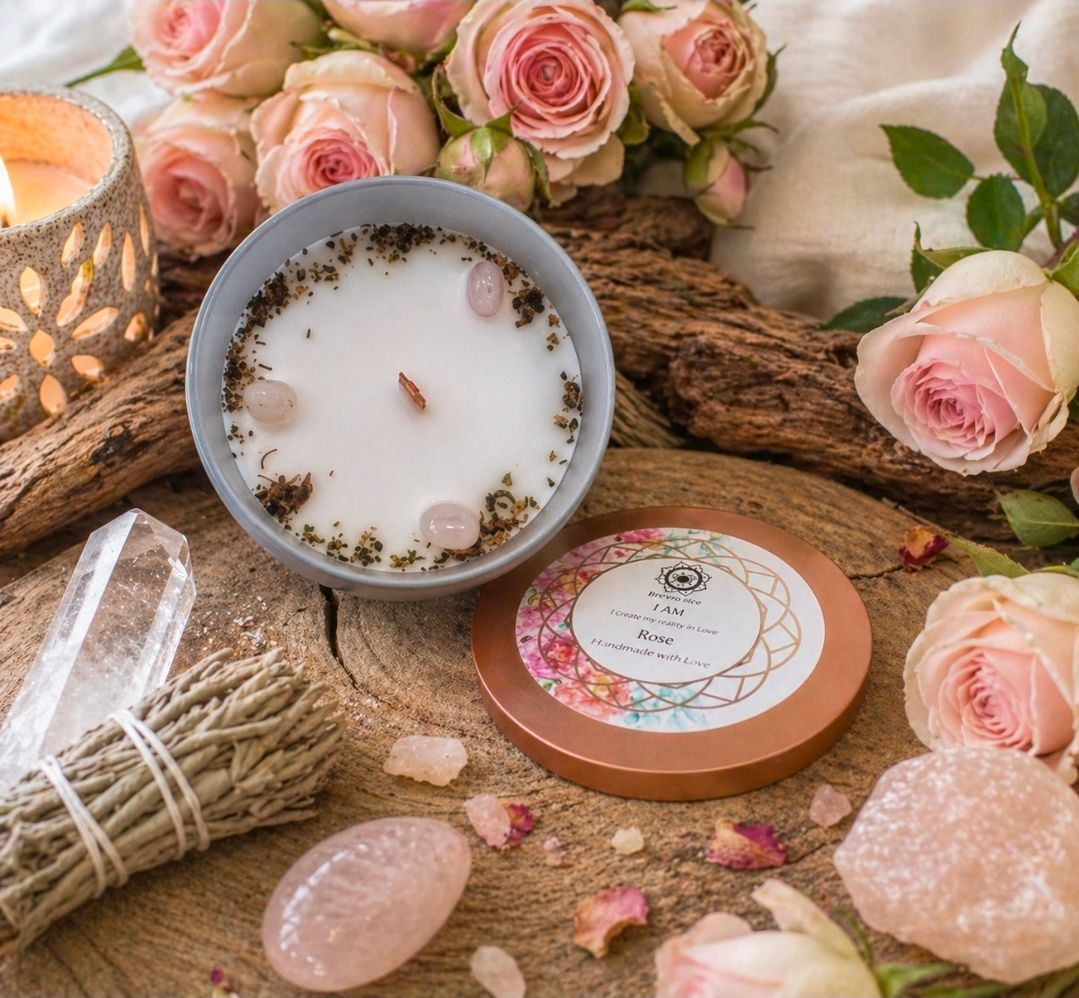 Edelsteen Rozen Geurkaars - Love / Met Rozenkwarts