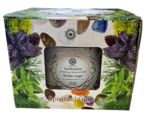 Edelsteen Witte Salie Geurkaars - Purification / Met Seleniet