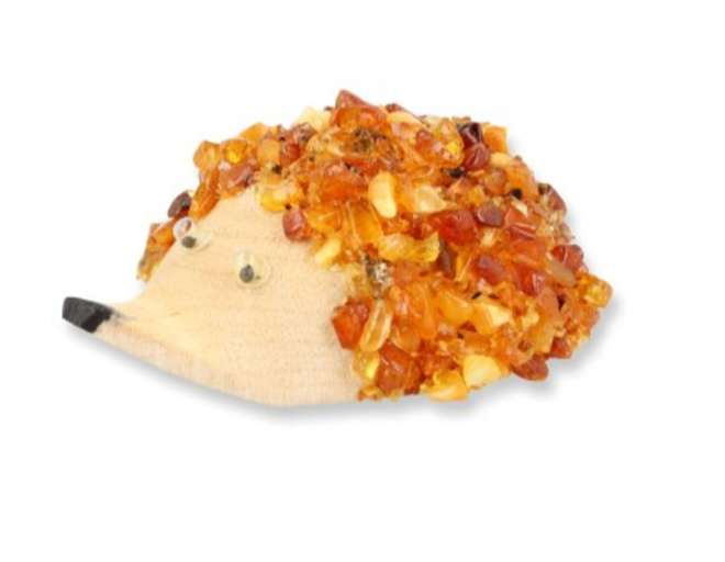 Barnsteen Edelsteen Egel - 6 cm