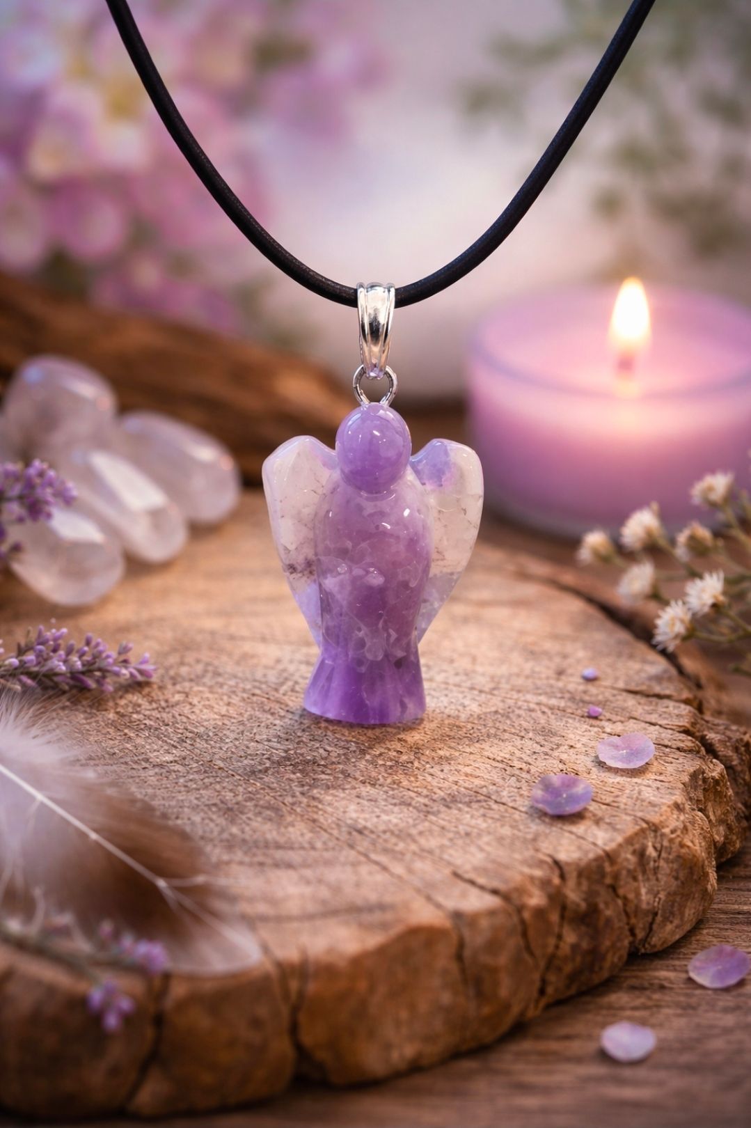Amethyst Angel Pendant - 2 cm