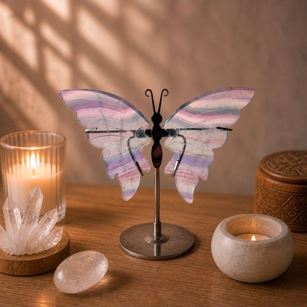 Fluorite Butterfly on Stand - 12- 14 cm (MG)