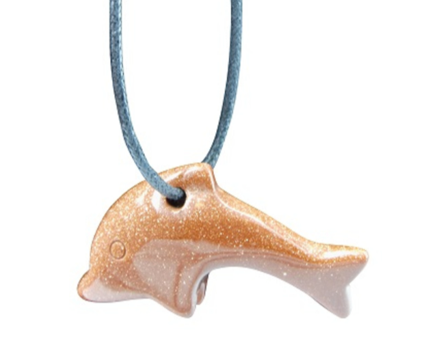 Goldfluss Edelsteen Dolfijn hanger aan waskoord