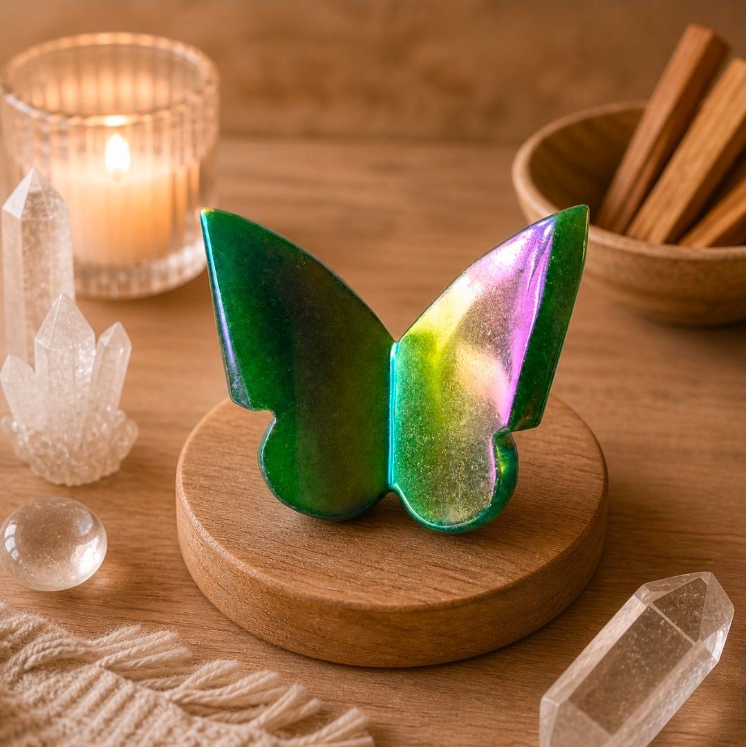 Green Aventurine Aura Gemstone Butterfly – 6x5 cm (MG)