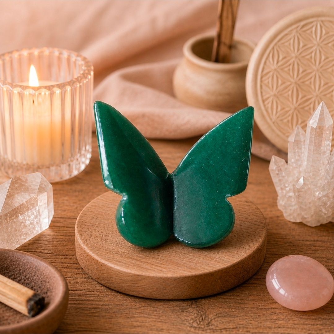 Green Aventurine Gemstone Butterfly – 6x5 cm (MG)