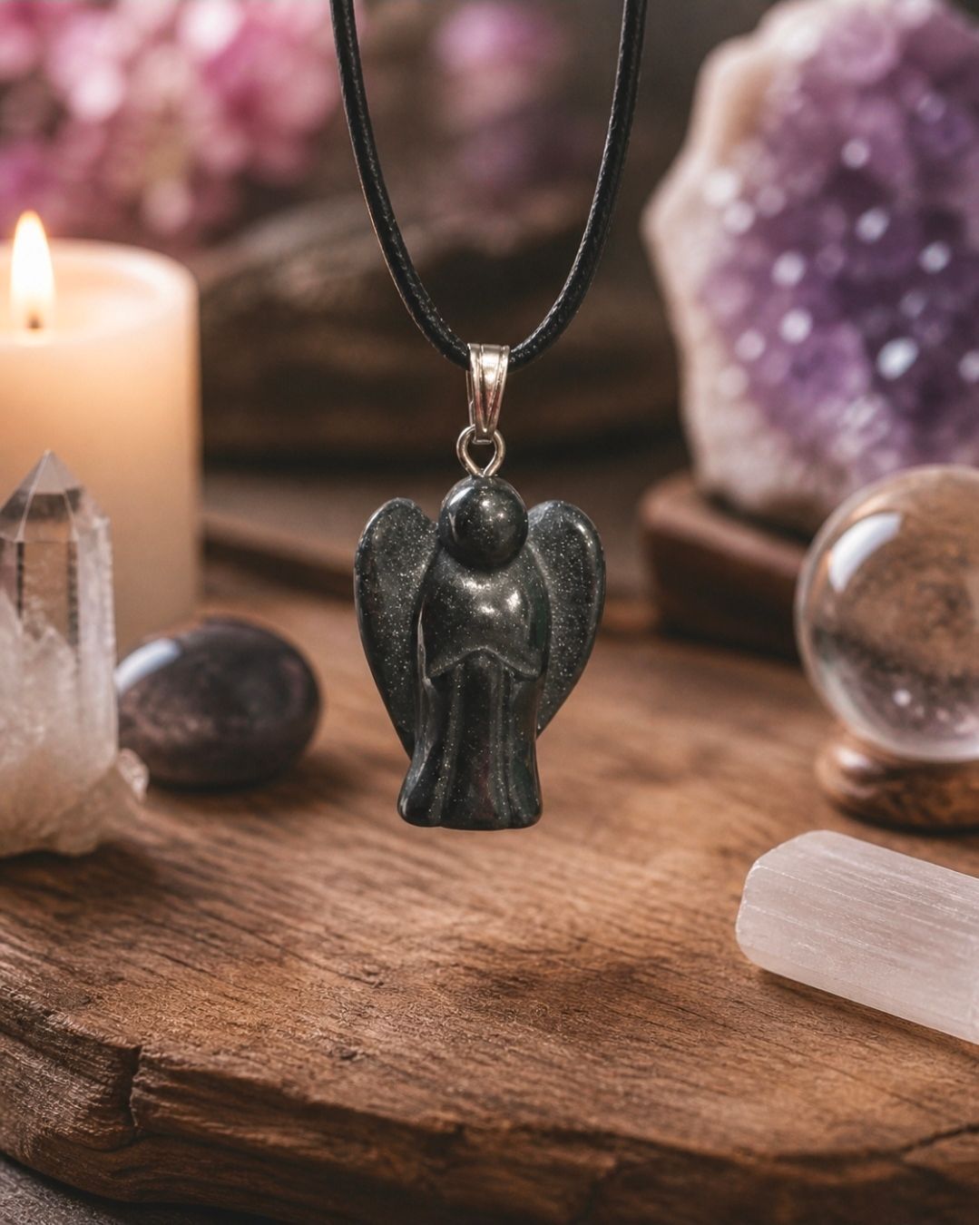 Hematite Angel Pendant - 2 cm