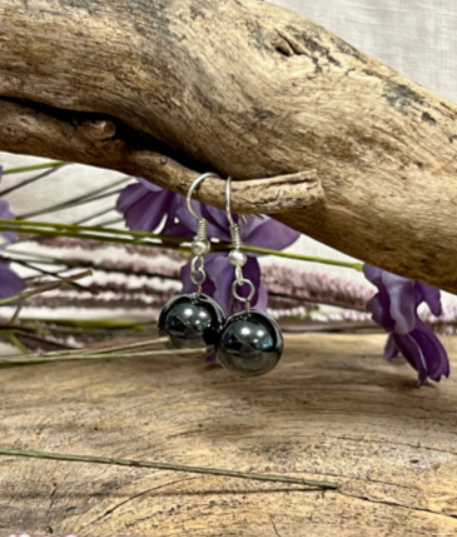 Hematiet Oorbellen - Bol vormig