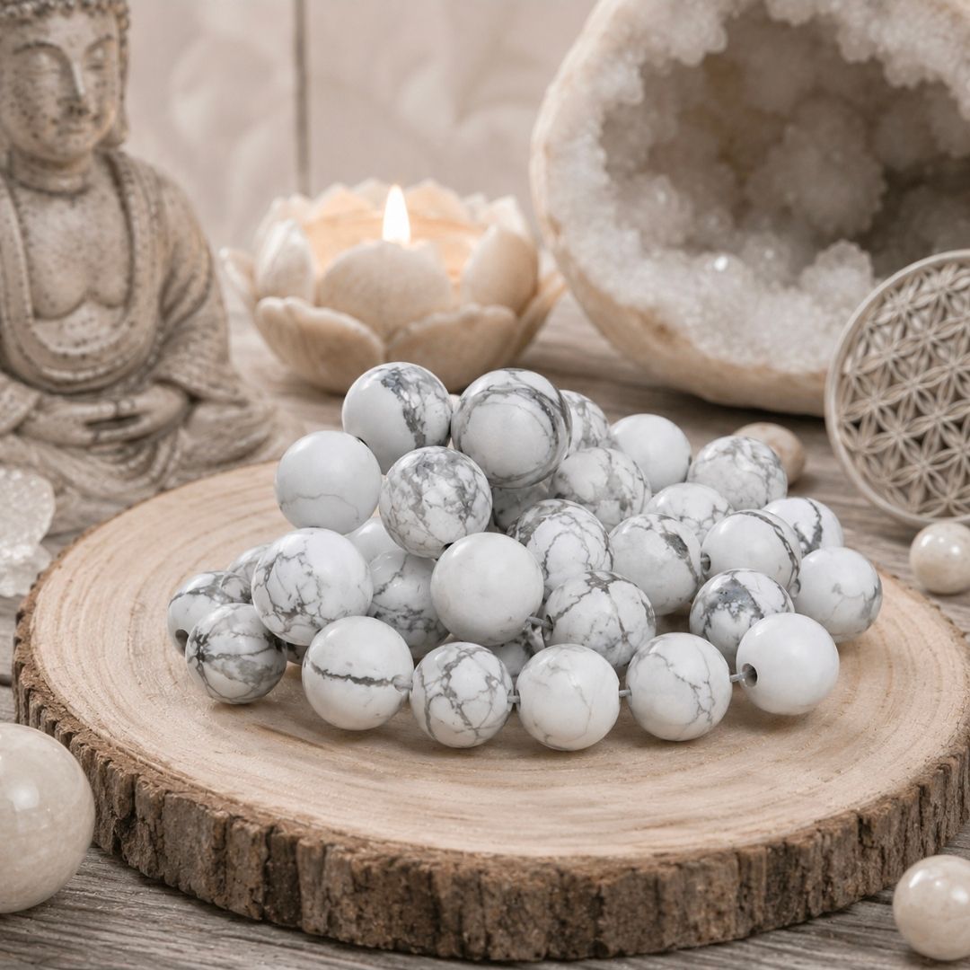 Howlite Beads - 8 mm / 45 pieces (DB)