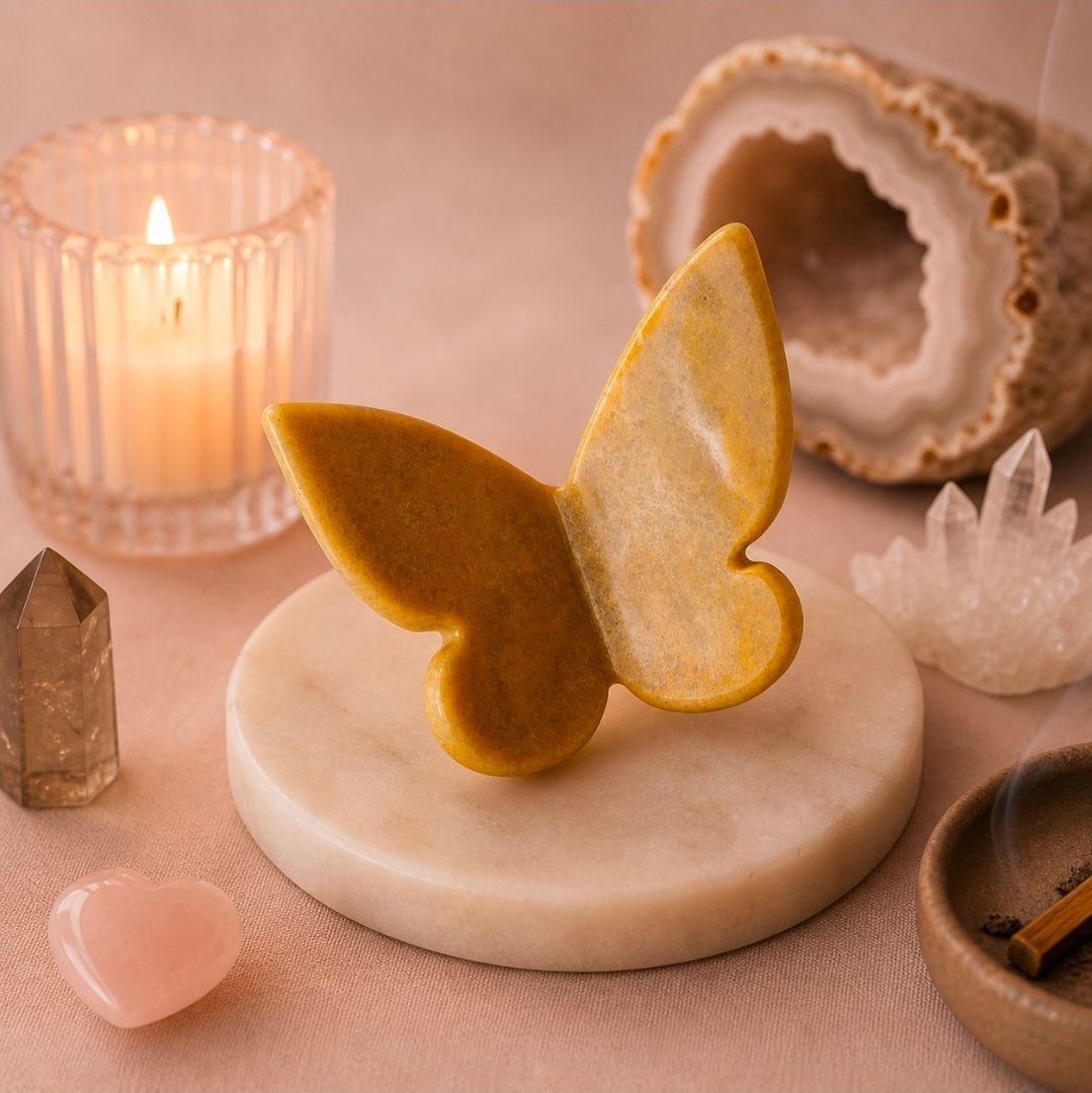 Jade Honey / Yellow Gemstone Butterfly – 6x5 cm (MG)