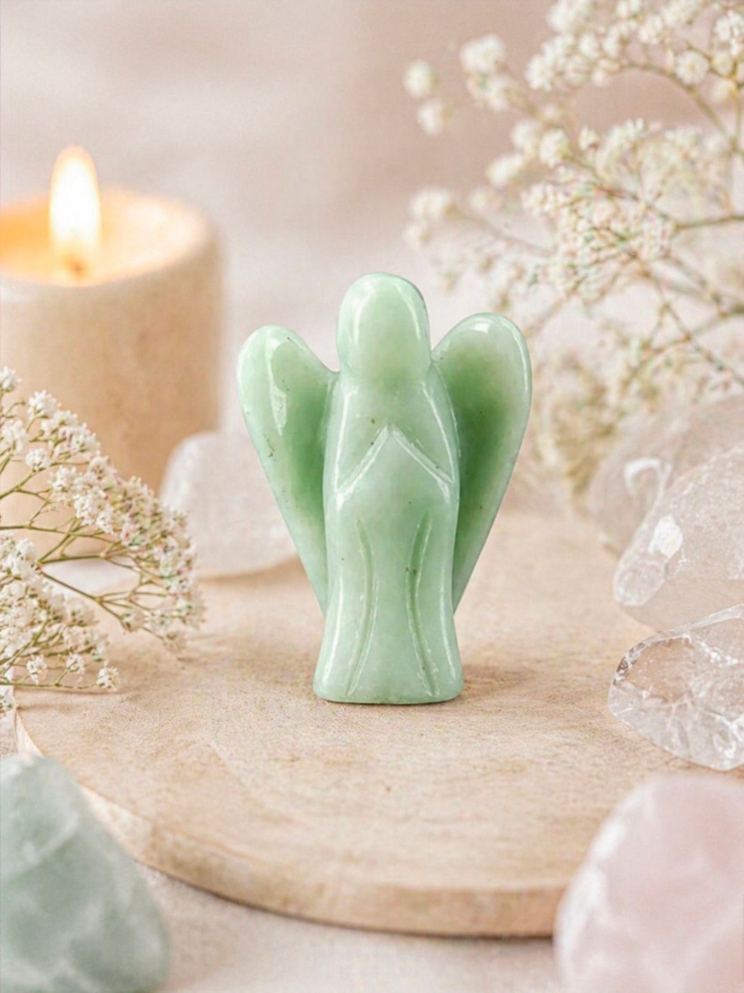 Jade Serpentijn Engel Hanger / 2 cm