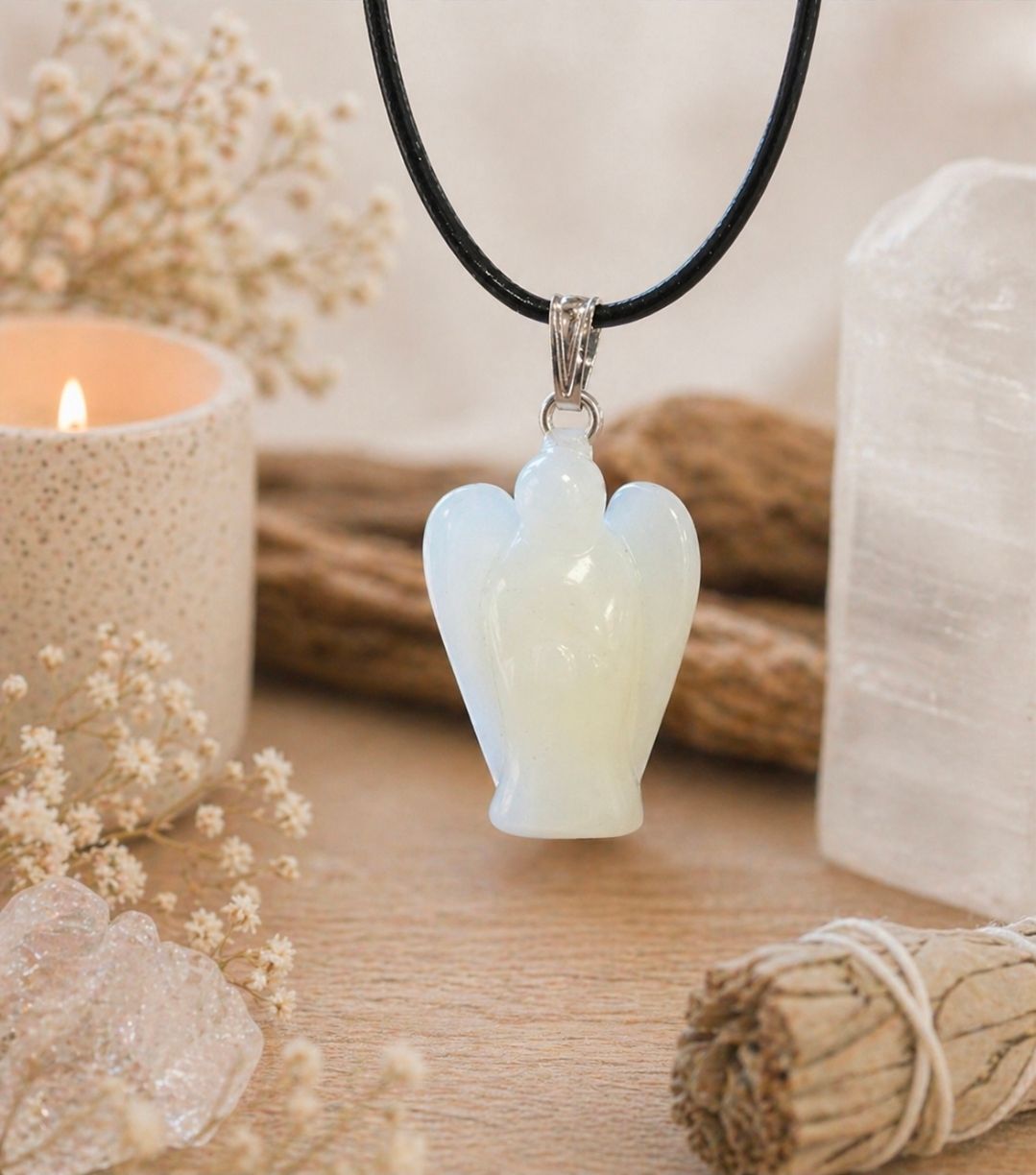 Jade Serpentine Angel Pendant - 2 cm