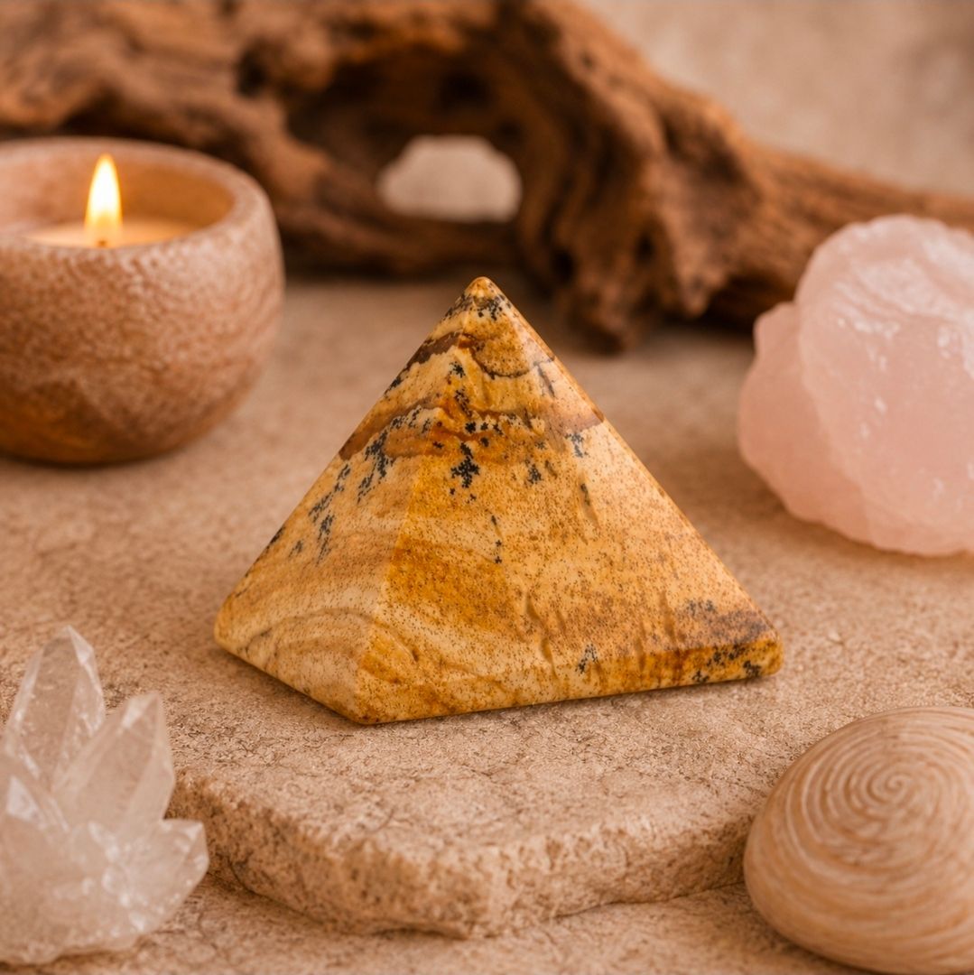 Jasper landscape gemstone pyramid - 2.5 cm