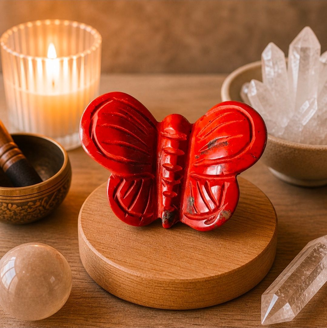 Red Jasper Gemstone Butterfly – 6x5 cm (MG)