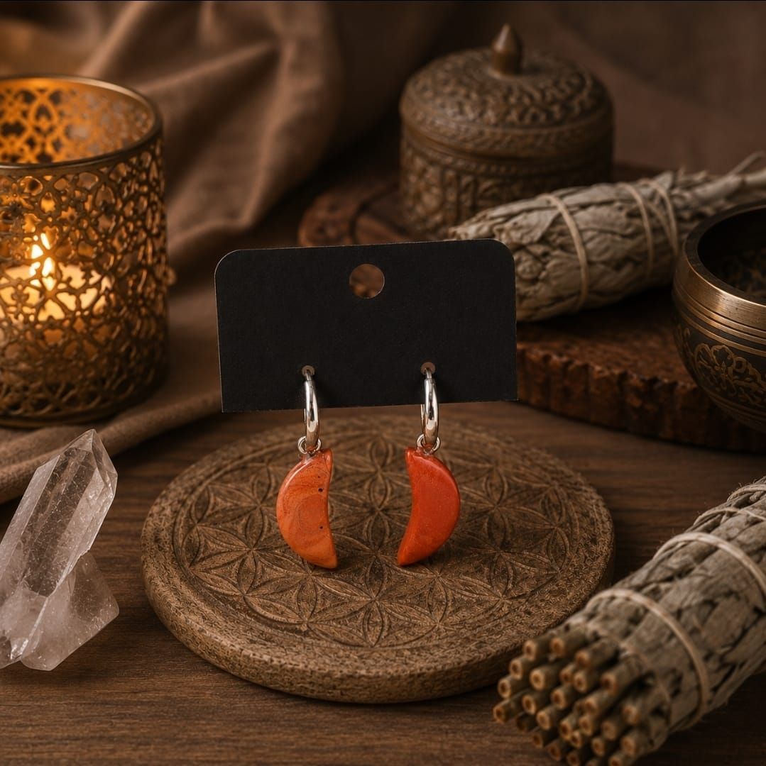 Red Jasper Moon Earrings