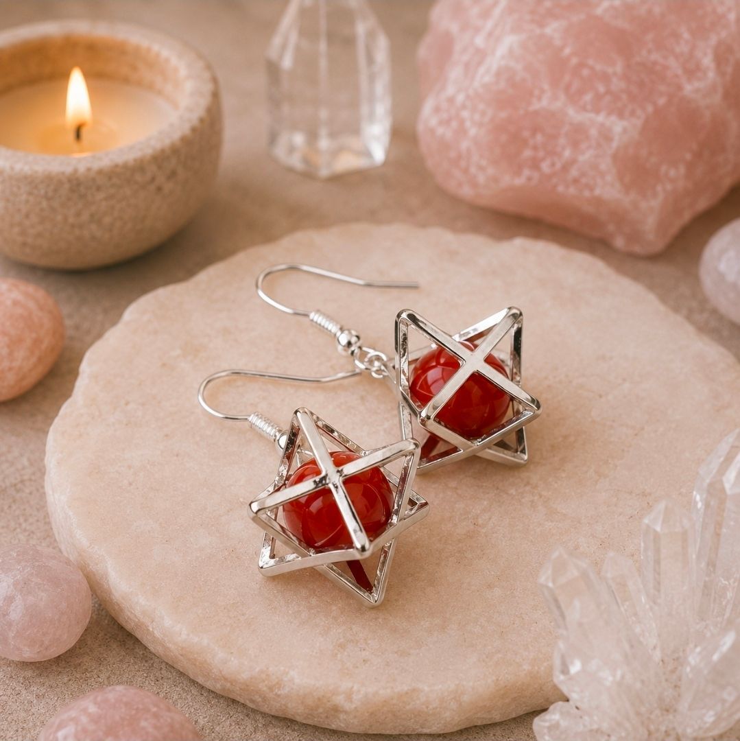 Jasper red earrings merkabah