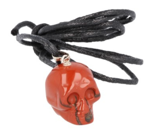 Schedel Hanger Jaspis Rood met waskoord