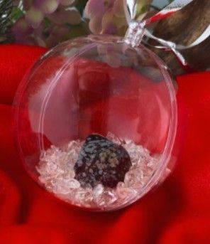 Kerstbal Bergkristal met Obsidiaan Sneeuwvlok