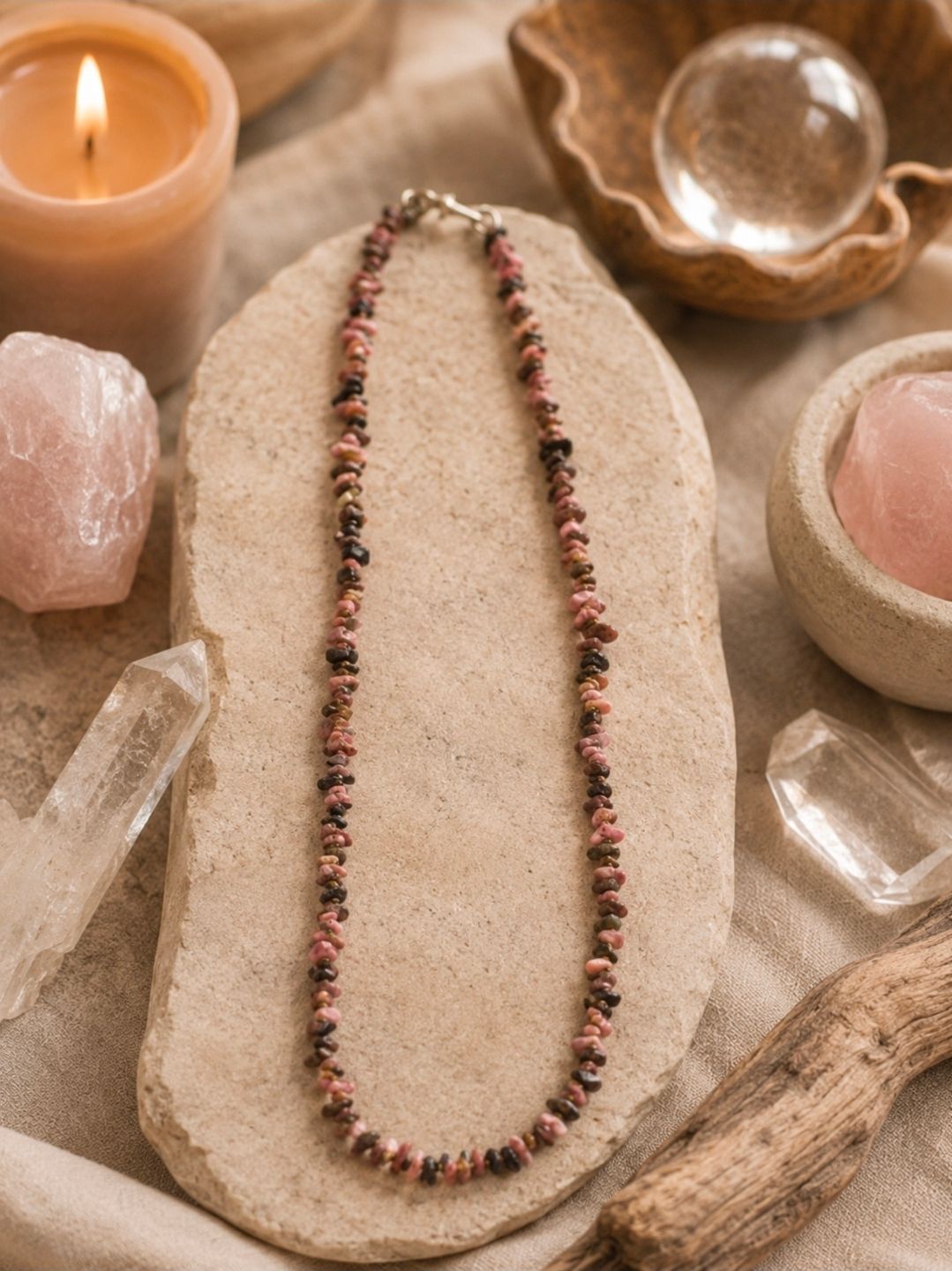 Rhodonite Necklace - Split Beads