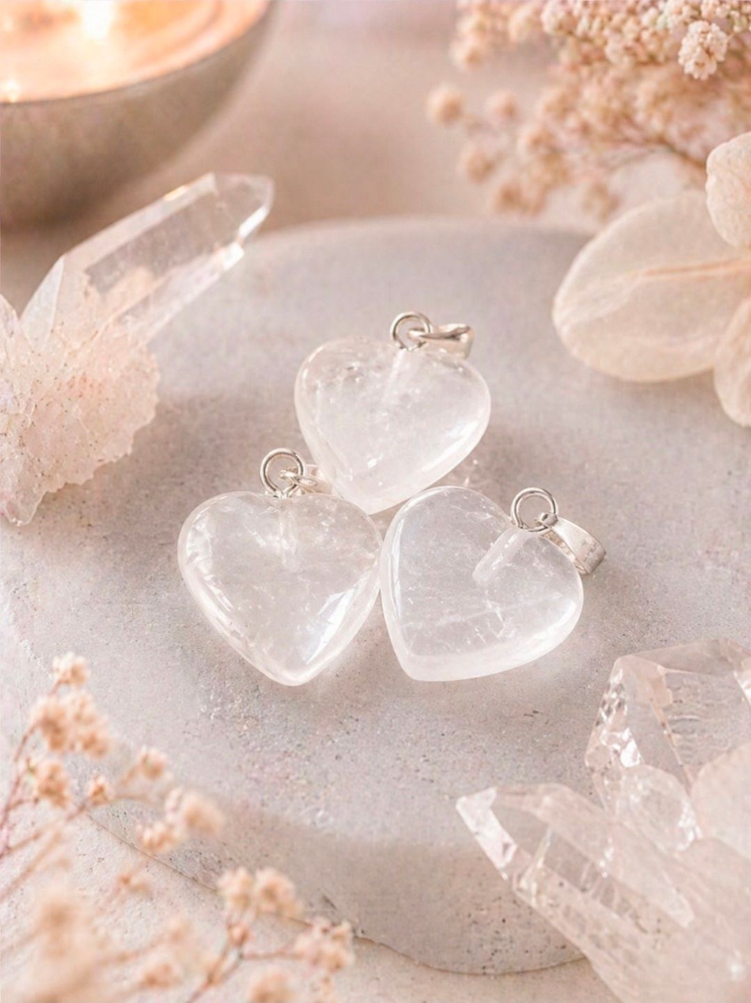 Ketting hanger Bergkristal - Hart / 1,2 cm