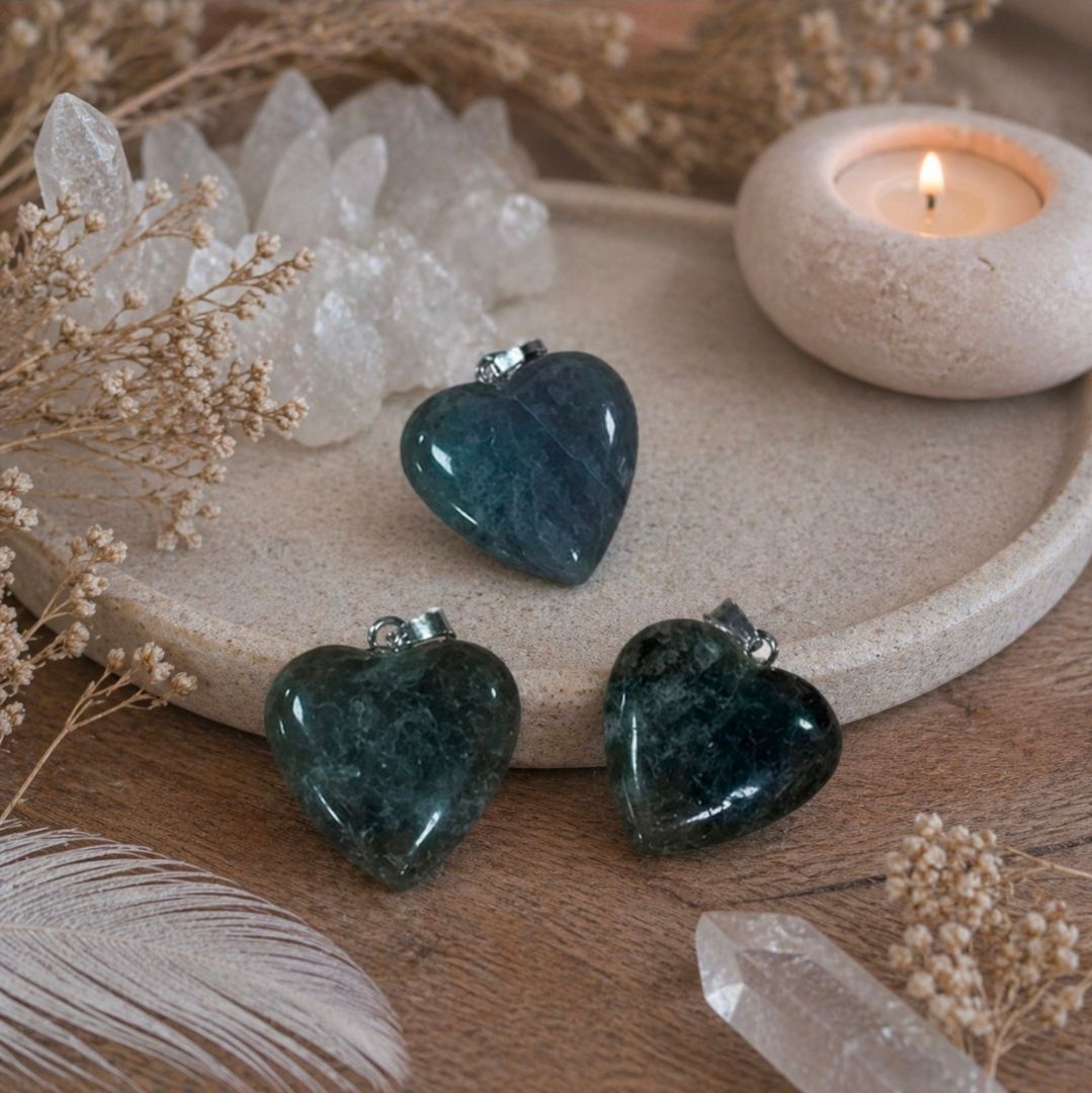 Labradorite Necklace Pendant - Heart / 2 cm