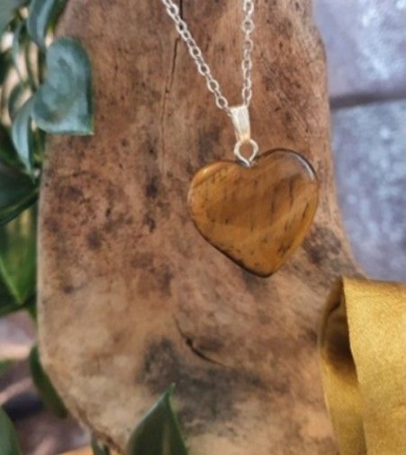 Ketting hanger Tijgeroog - Hart / 2 cm