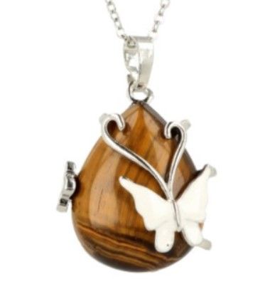 Ketting hanger Tijgeroog - Vlinder / 2 cm