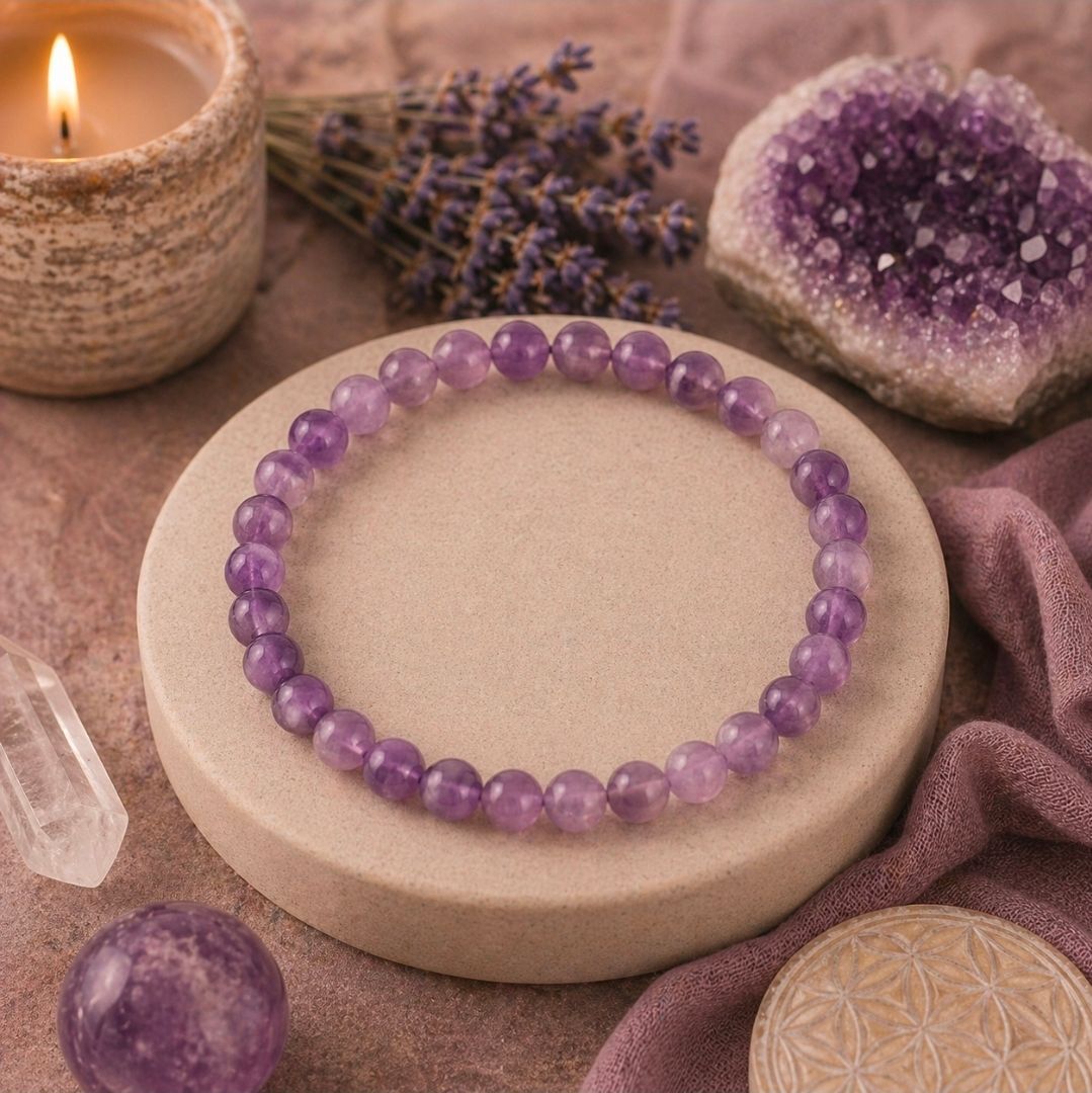 Kinder Armbandje Amethist - Kralen (geboortesteen februari)