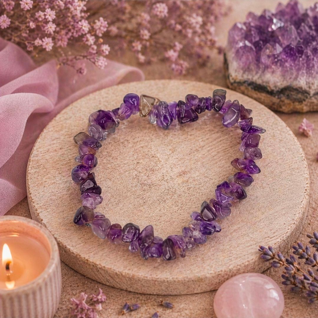 Kinder Armbandje Amethist - Split Kralen (geboortesteen februari)