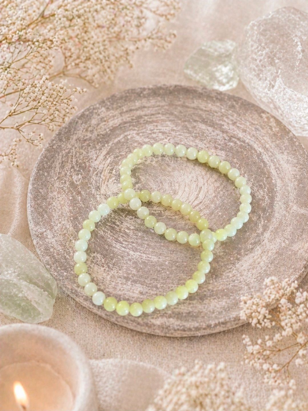 Kinder Armbandje Jade Olijfgroen / Geel