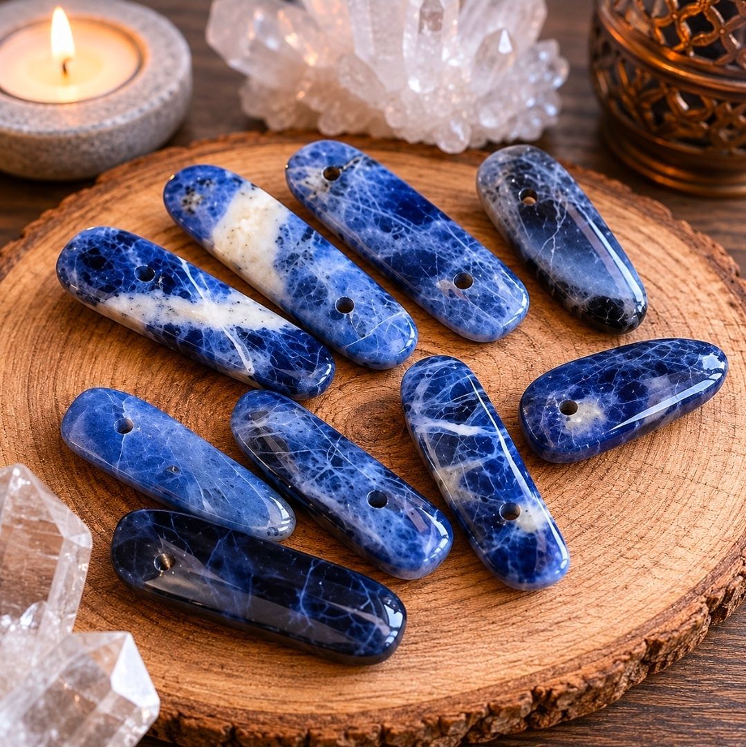 Sodalite Longdrop Beads - Bag of 9 beads 2 cm