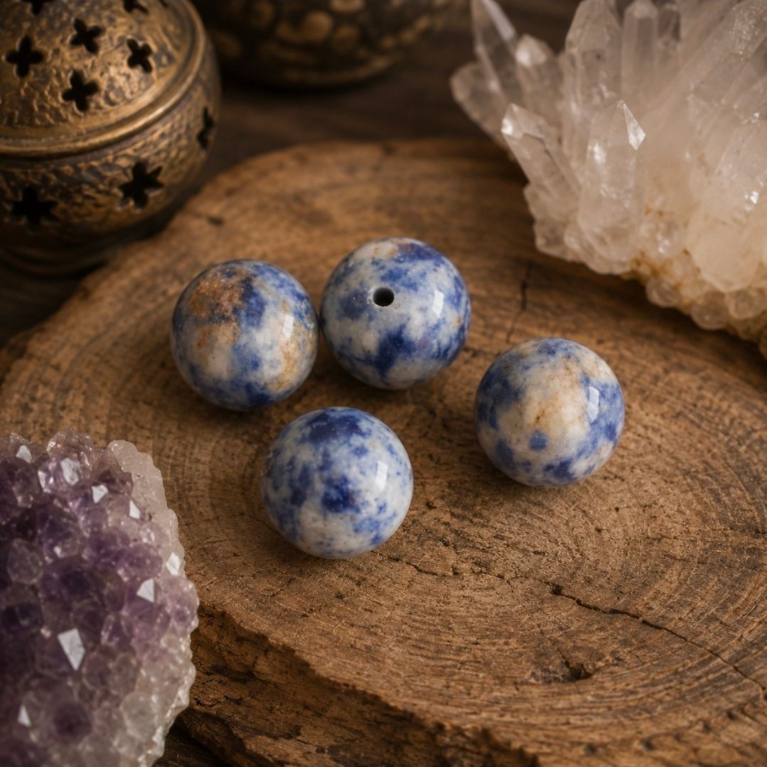 Sodalite Beads Round - Bag of 4 beads 1.2 cm