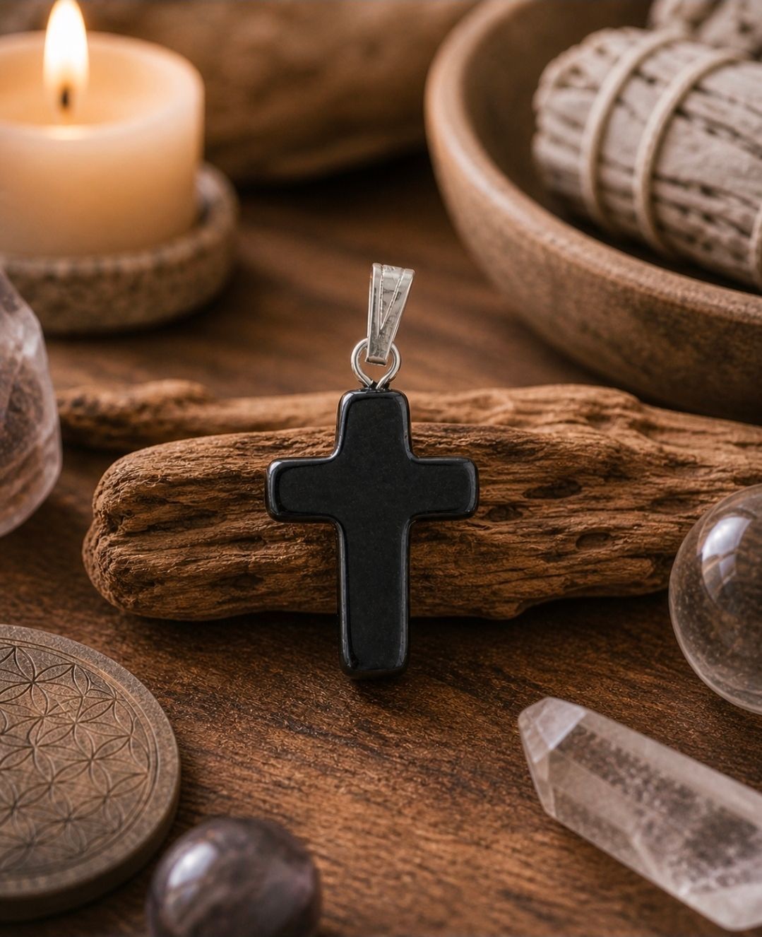 Cross Pendant Hematite