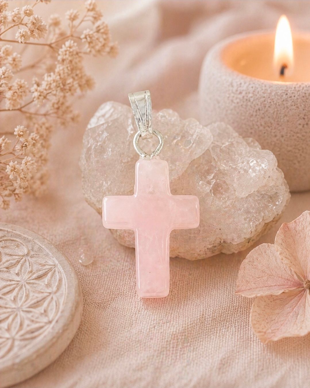 Kruis Hanger van Rozenkwarts