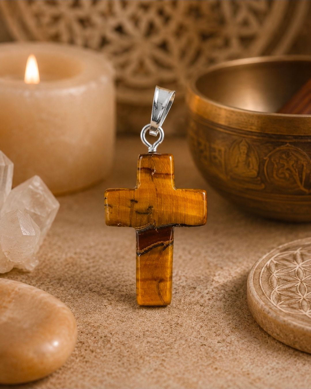Tiger Eye Cross Pendant