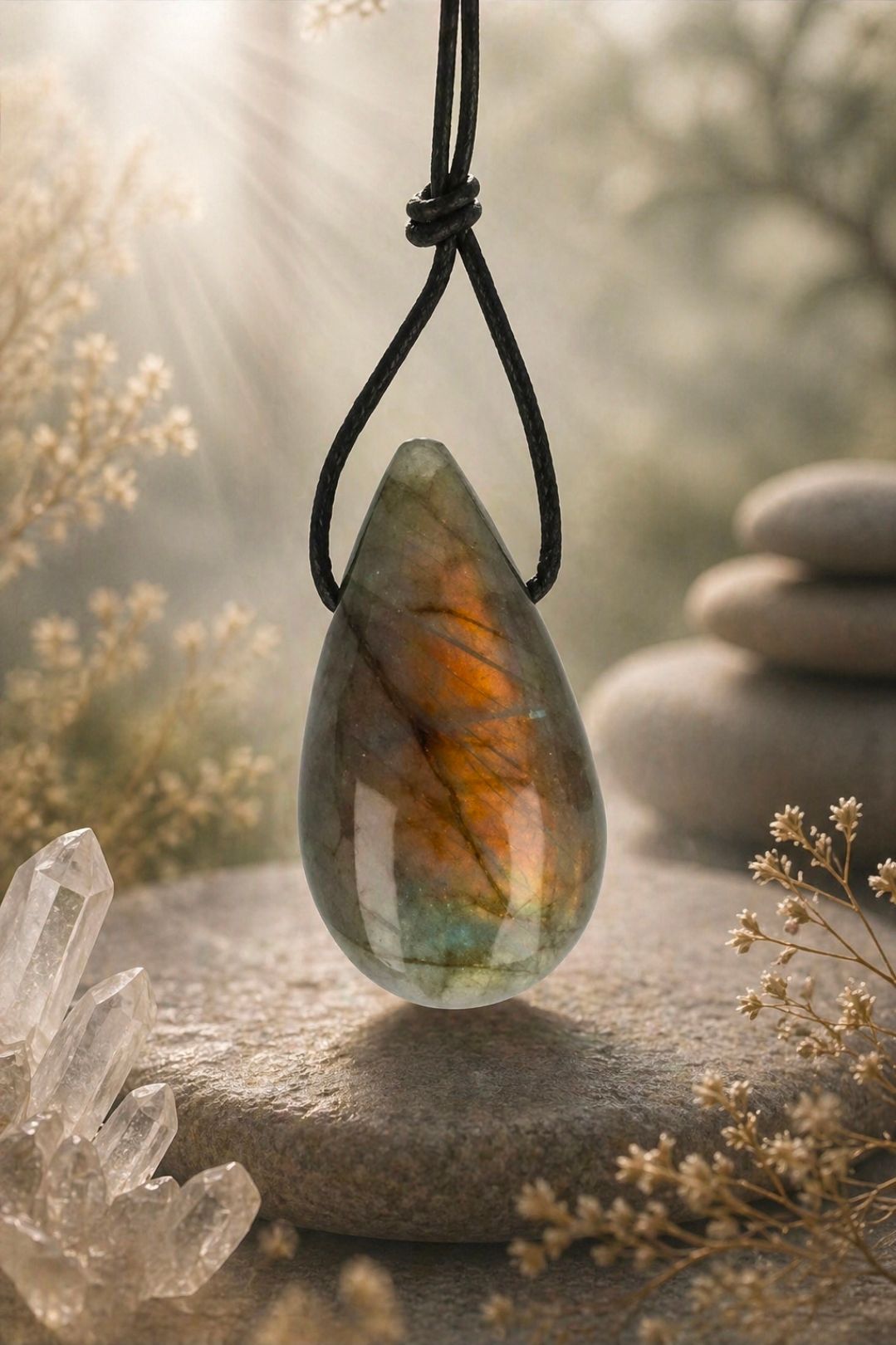 Labradoriet Hanger - Druppel / AA Kwaliteit 3- 4 cm