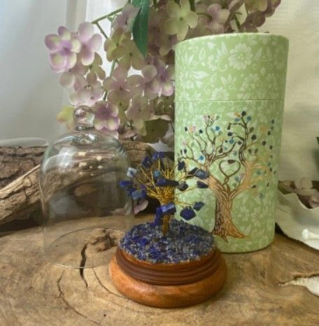 Lapis Lazuli Edelsteen Boompje - Glazen Stolp