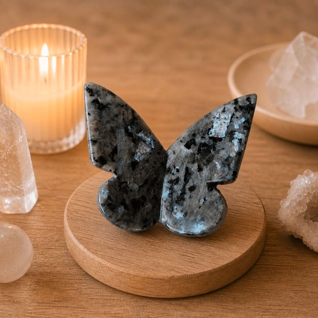 Larvikite Gemstone Butterfly – 6x5 cm (MG)