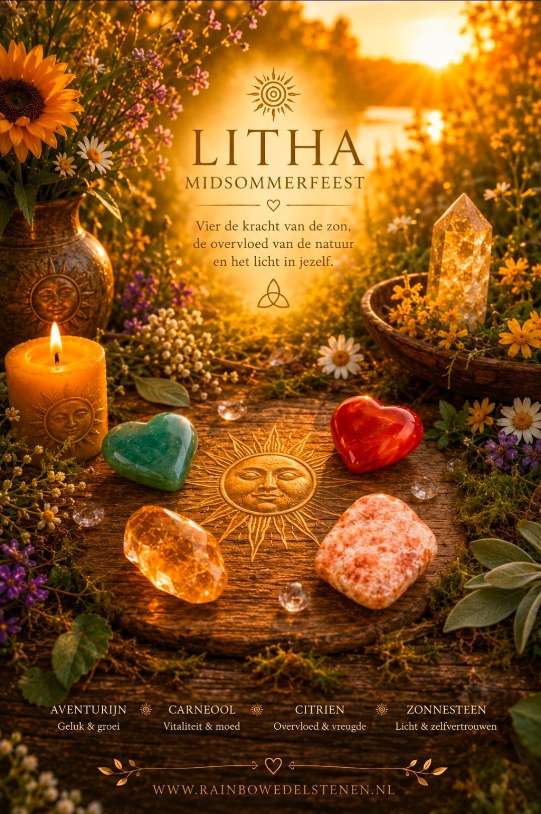 LITHA / Gemstone Set with Sunstone, Citrine, Carnelian & Aventurine