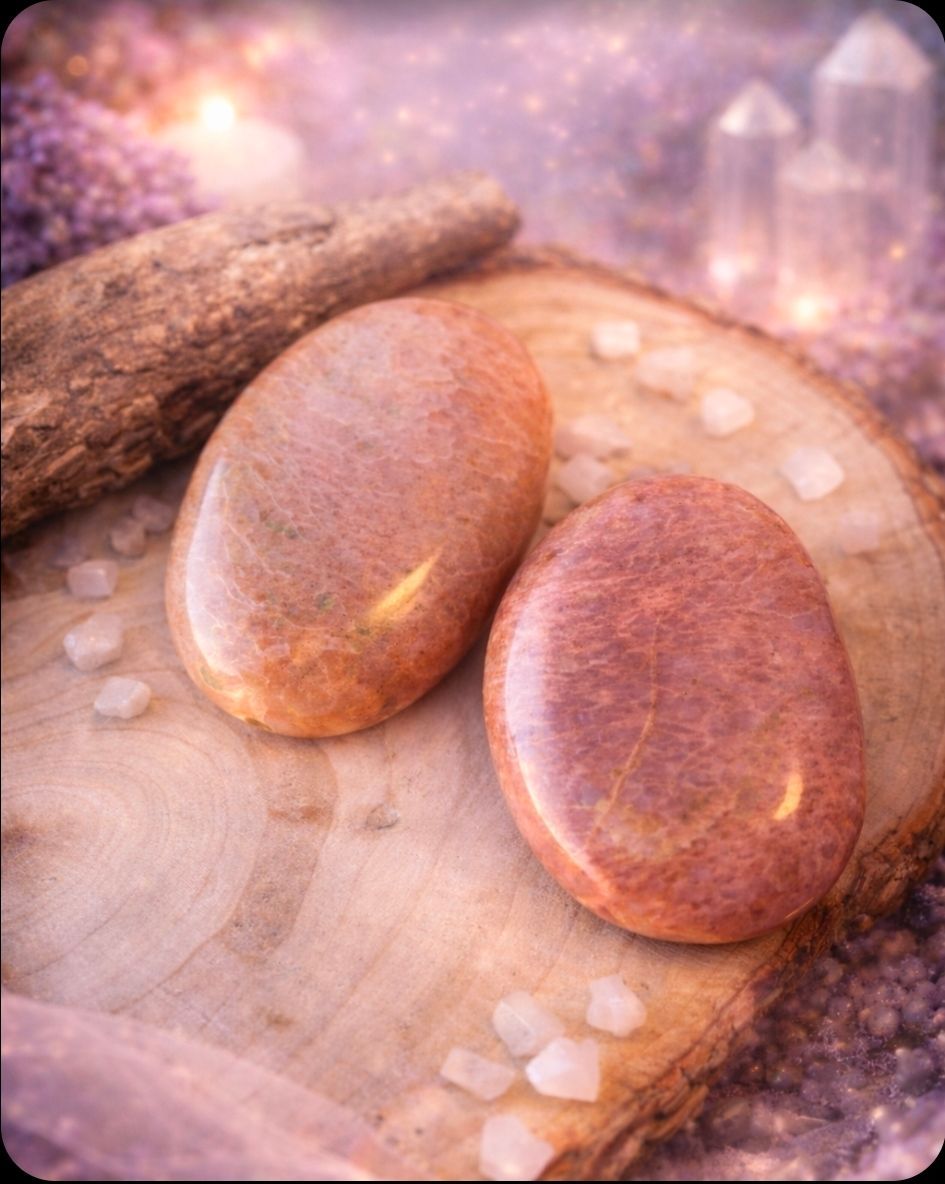 Maansteen Oranje - Handsteen (geboortesteen Juni)