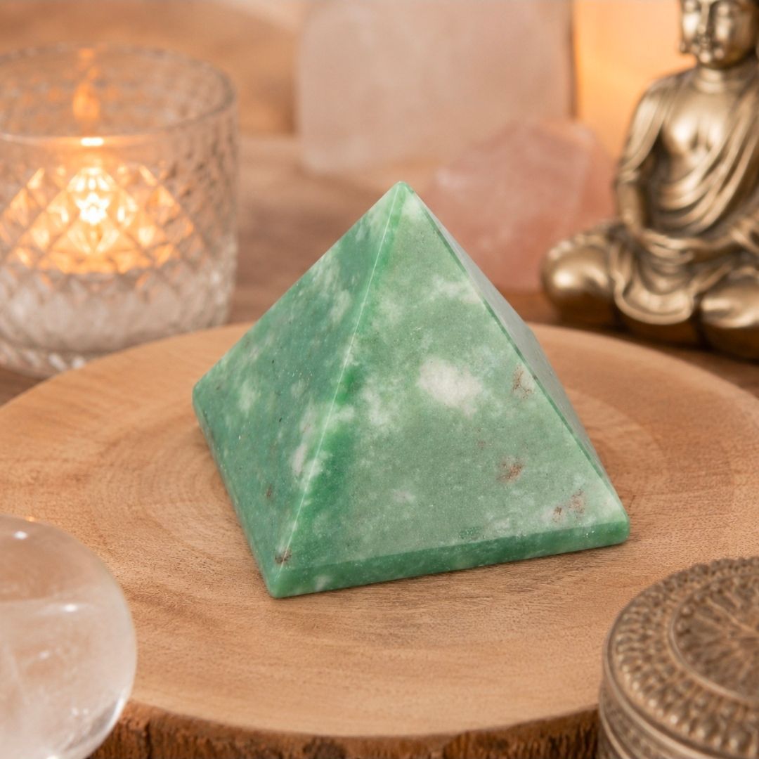 Marble green gemstone pyramid - 3.5 cm